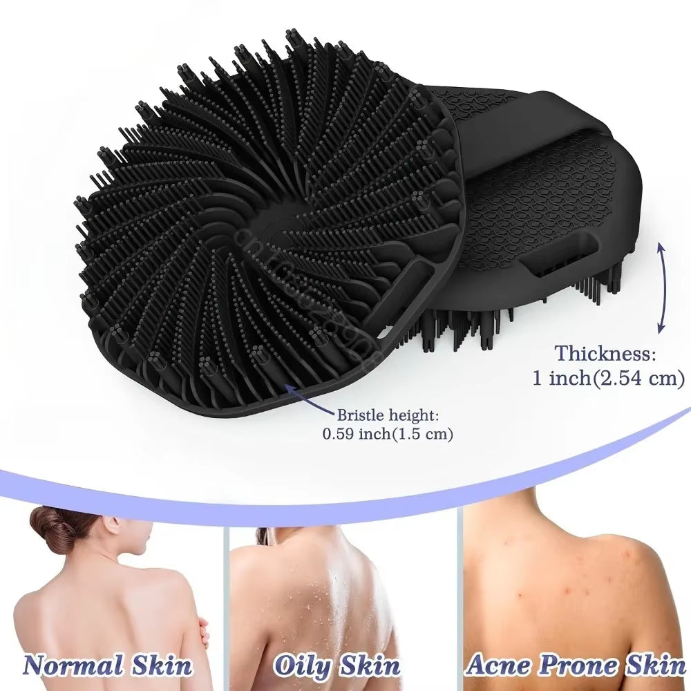 NEW Bath Soft Silicone Back Brush Bath Shower Sponge Scrubbing Brush with Handle Exfoliating Scrub Skin Exfoliating Brushes